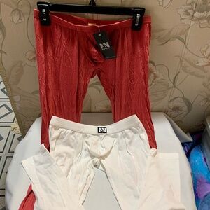 2 N2N Bodywear Tights - Mauve Sz M Nylon Spandex NWT - White Sz L Cotton Spandex